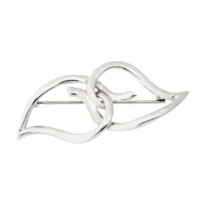 c1987 Tiffany & Co Two Leaf Brooch Sterling Silver Vintage Fine Signed Jewelry