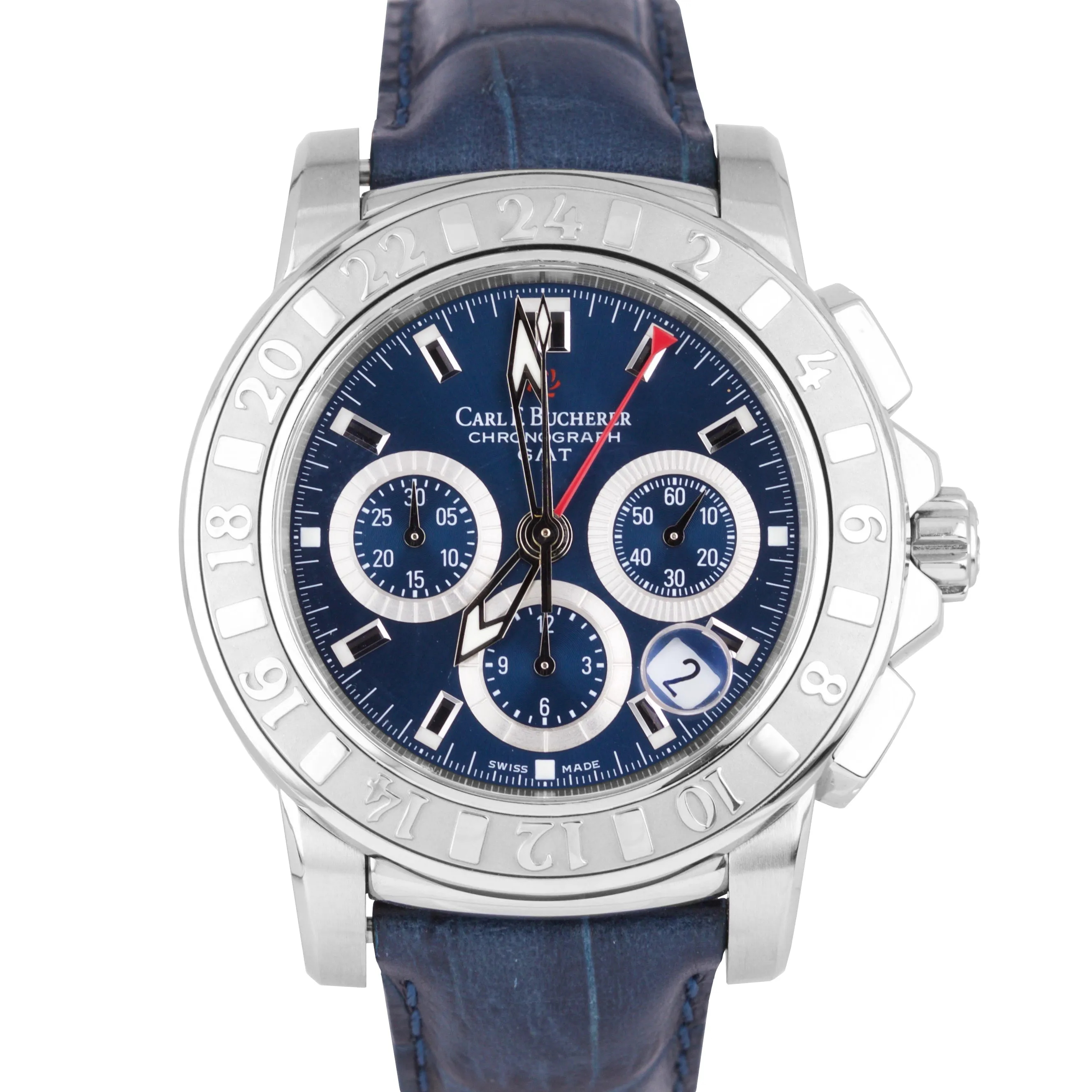 Carl F. Bucherer Patravi Chronograph GMT Blue 42.5mm Stainless Watch 10618.08