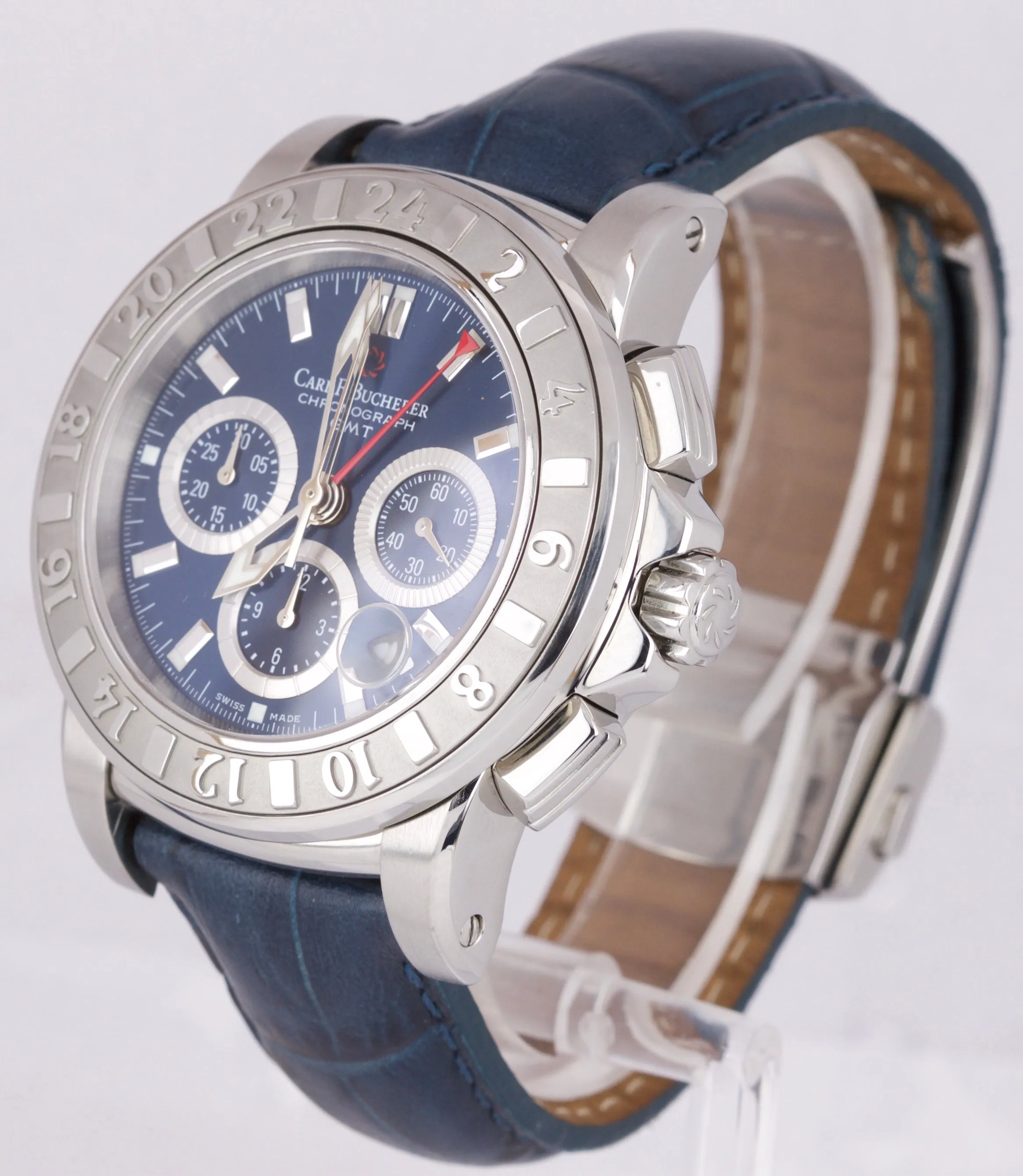 Carl F. Bucherer Patravi Chronograph GMT Blue 42.5mm Stainless Watch 10618.08