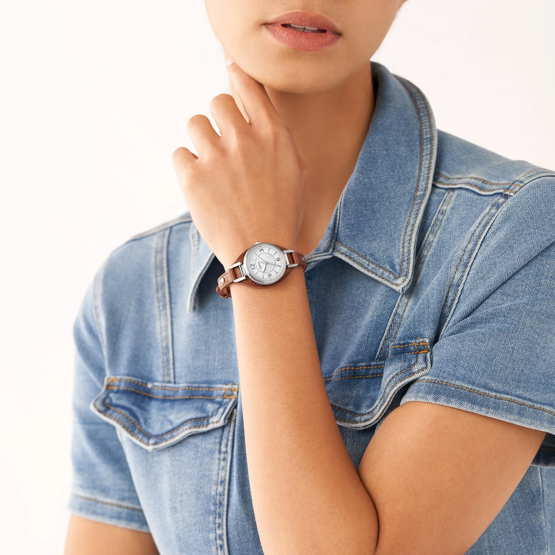Carlie Three-Hand Brown Eco Leather Watch