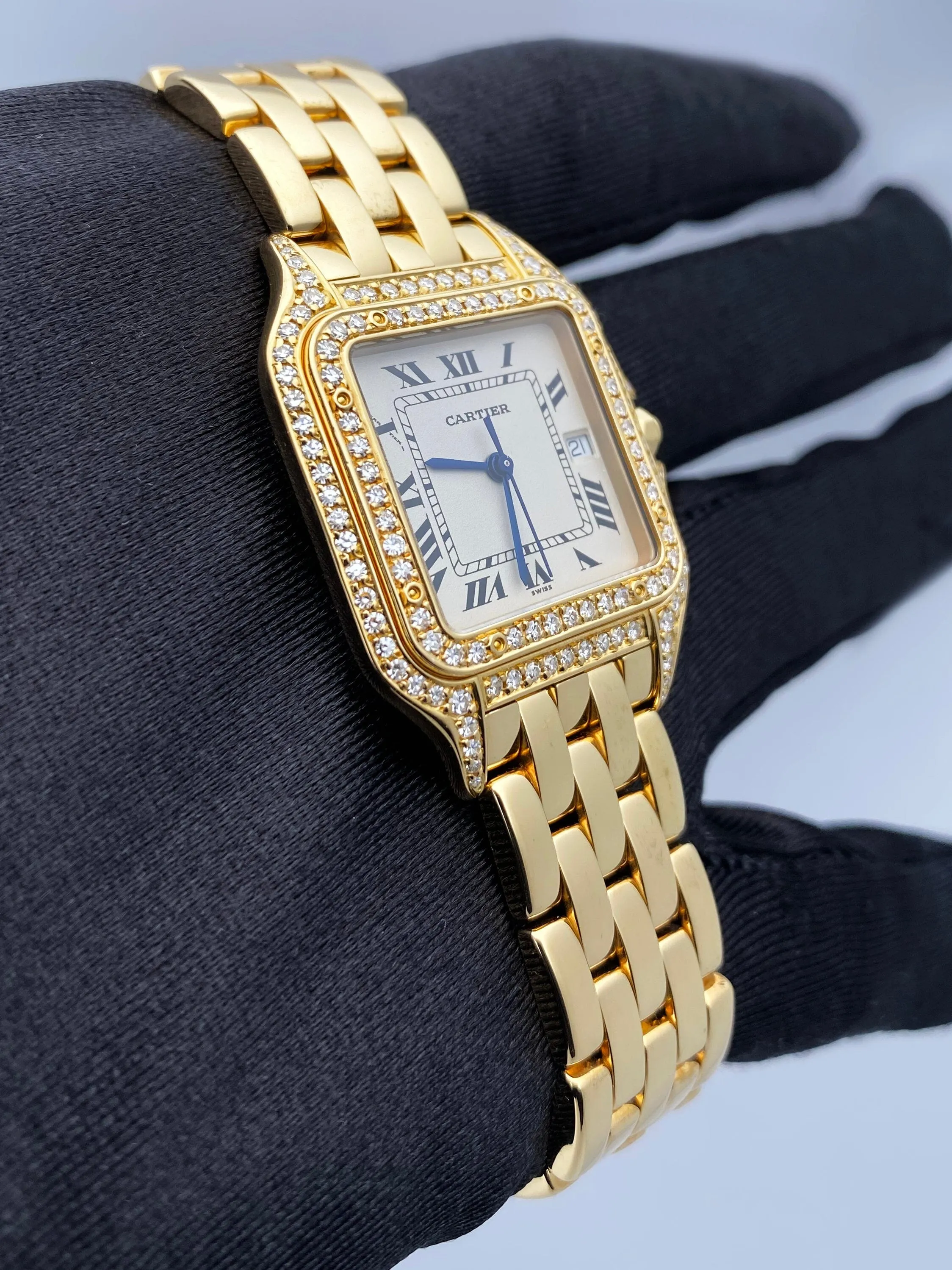 Cartier Panthere Large WF4042B9 Diamond 18K Yellow Gold Mens Watch