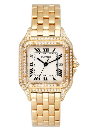Cartier Panthere Large WF4042B9 Diamond 18K Yellow Gold Mens Watch