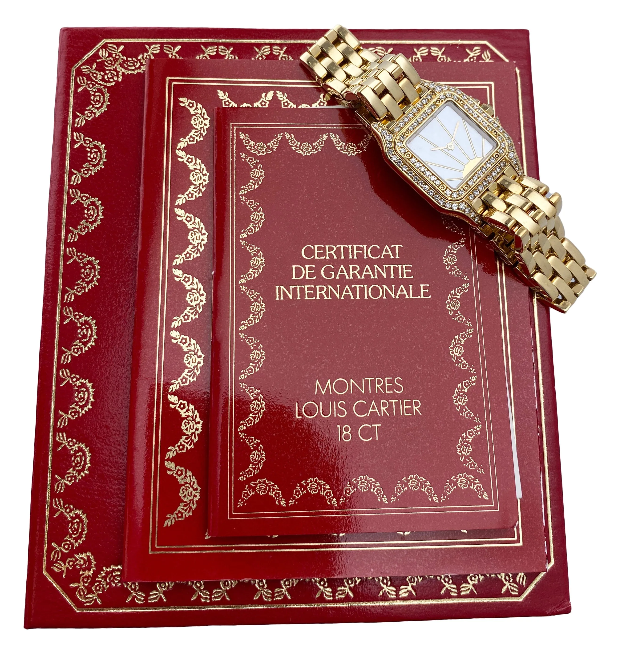 Cartier Panthere MOP Diamond Dial Ladies Watch Box Papers