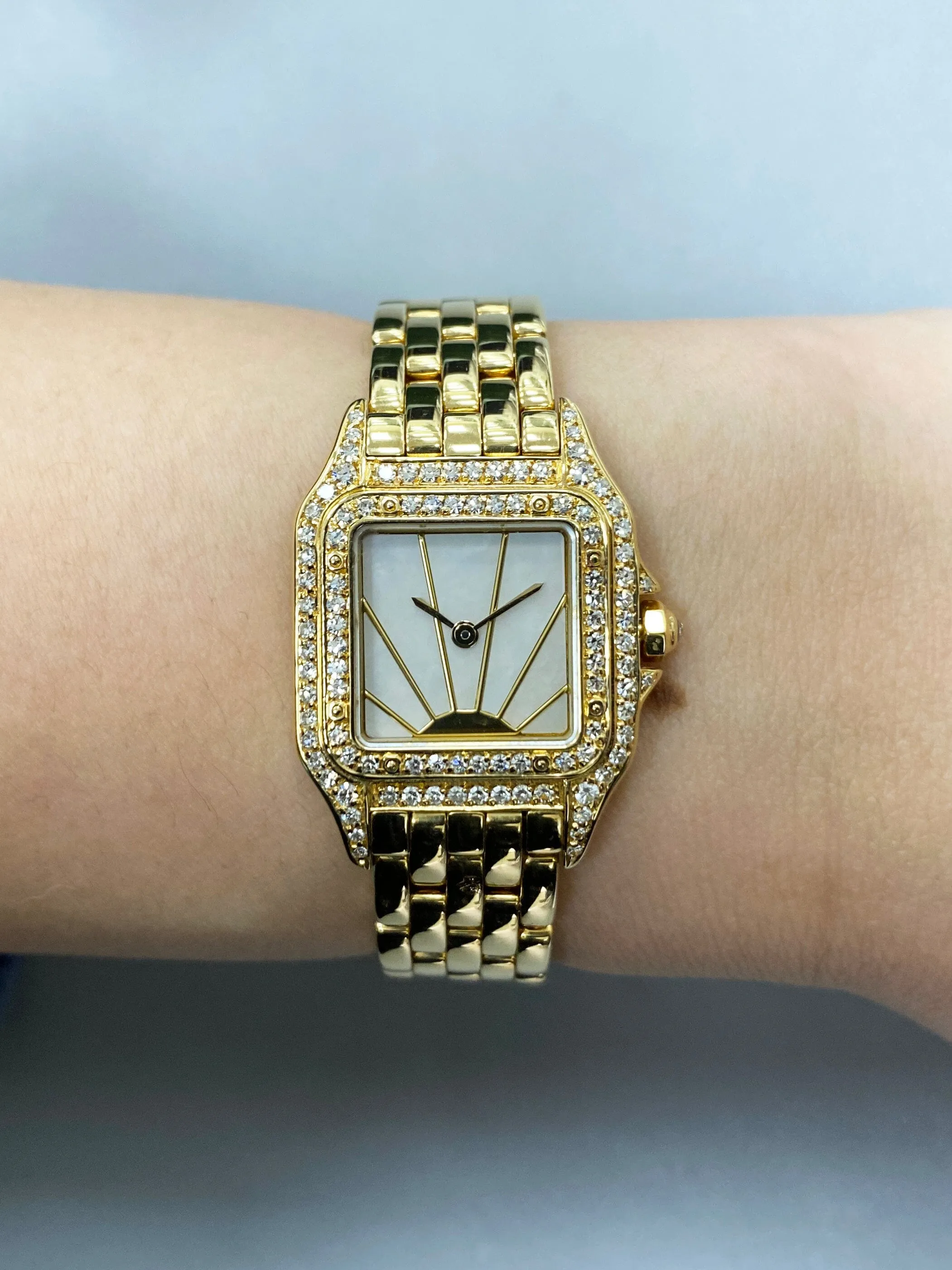 Cartier Panthere MOP Diamond Dial Ladies Watch Box Papers