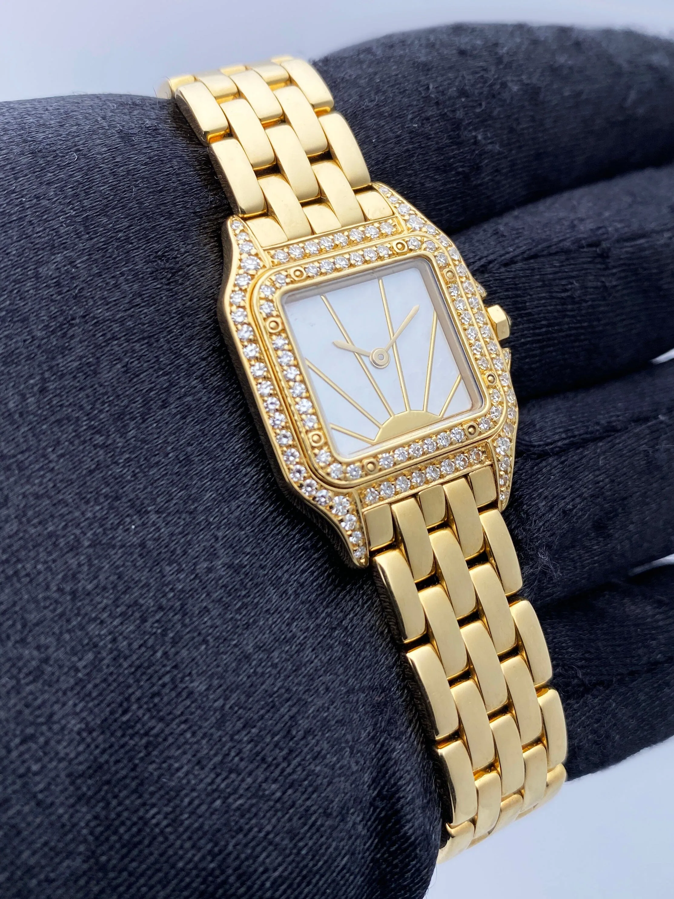 Cartier Panthere MOP Diamond Dial Ladies Watch Box Papers
