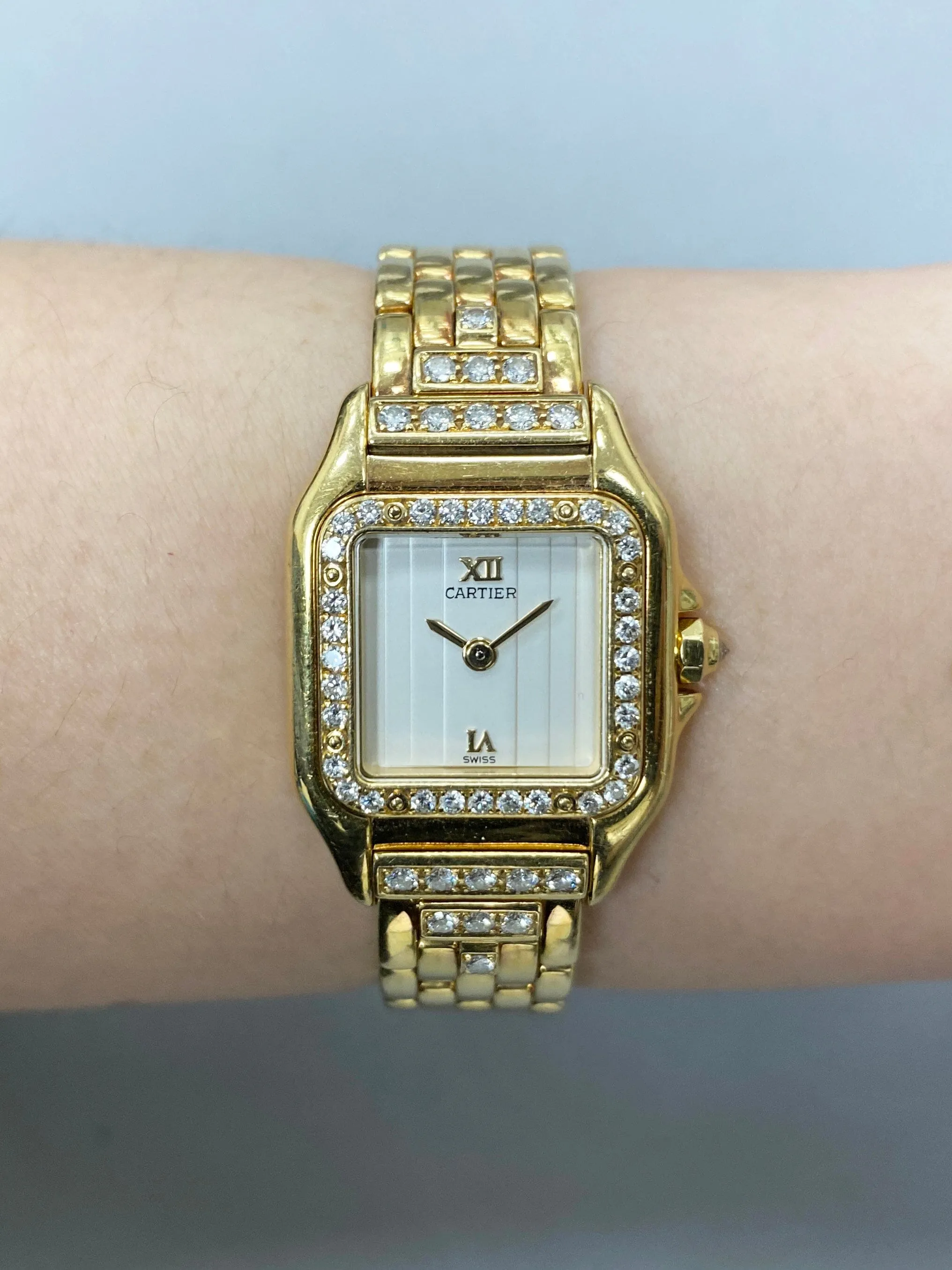 Cartier Panthere WF3159HP Diamond Cream Dial Yellow Gold Watch