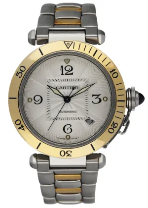 Cartier Pasha 2378 18K Yellow Gold & Stainless Steel Men's Watch Full Set