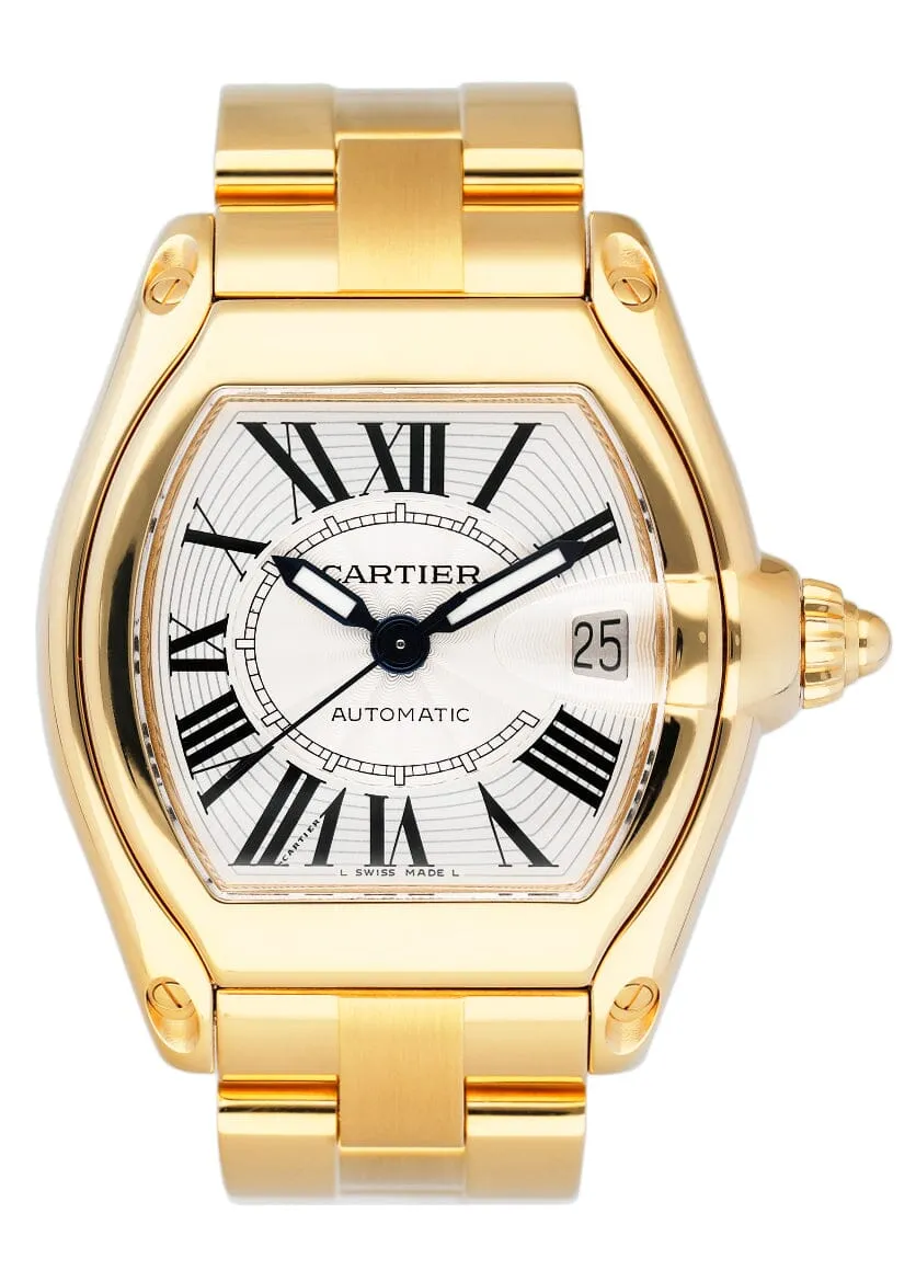 Cartier Roadster Large W62005V1 18K Yellow Gold Mens Watch Box Papers