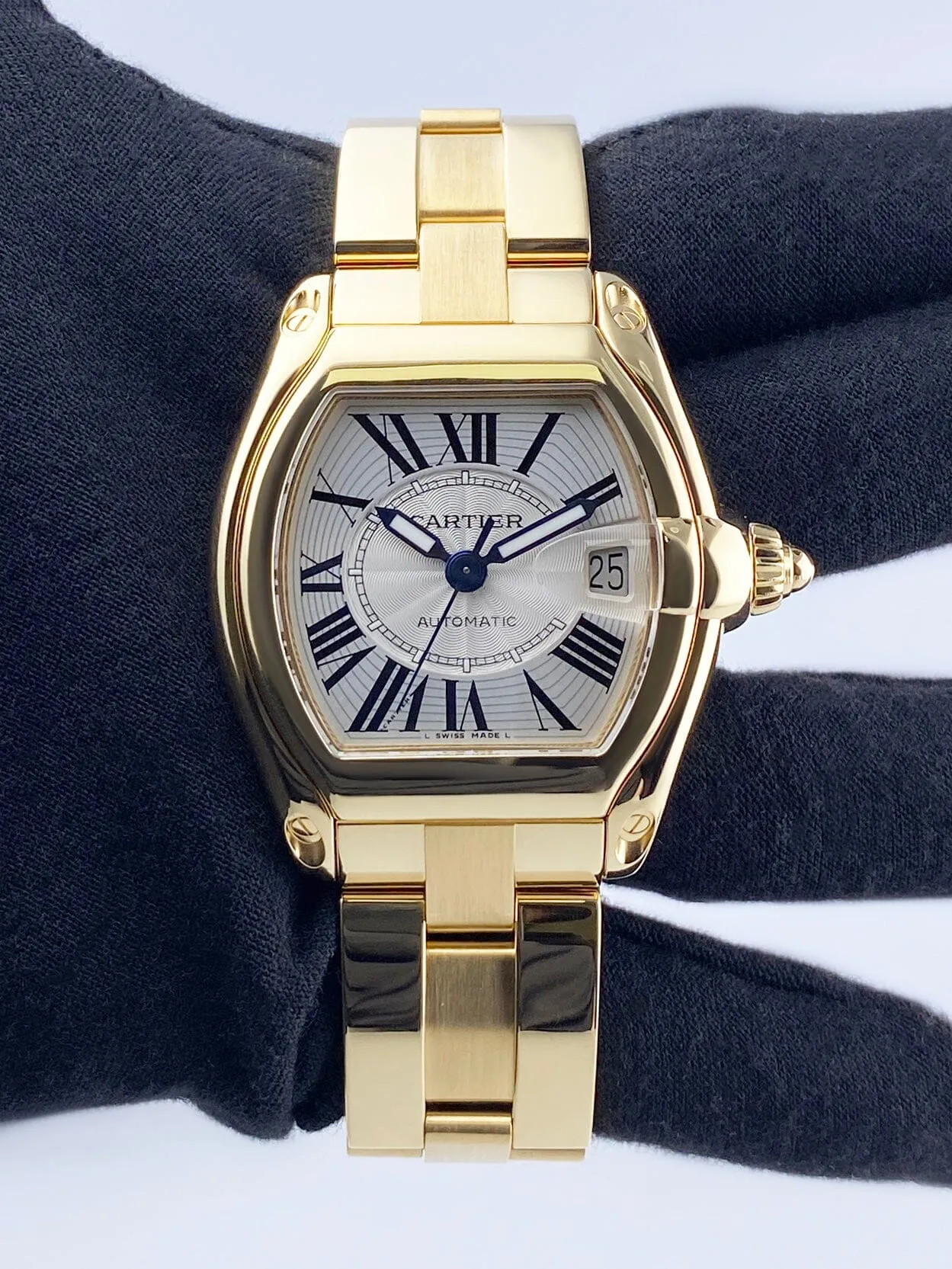Cartier Roadster Large W62005V1 18K Yellow Gold Mens Watch Box Papers