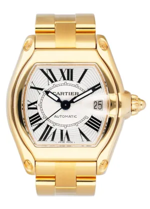 Cartier Roadster Large W62005V1 18K Yellow Gold Mens Watch Box Papers