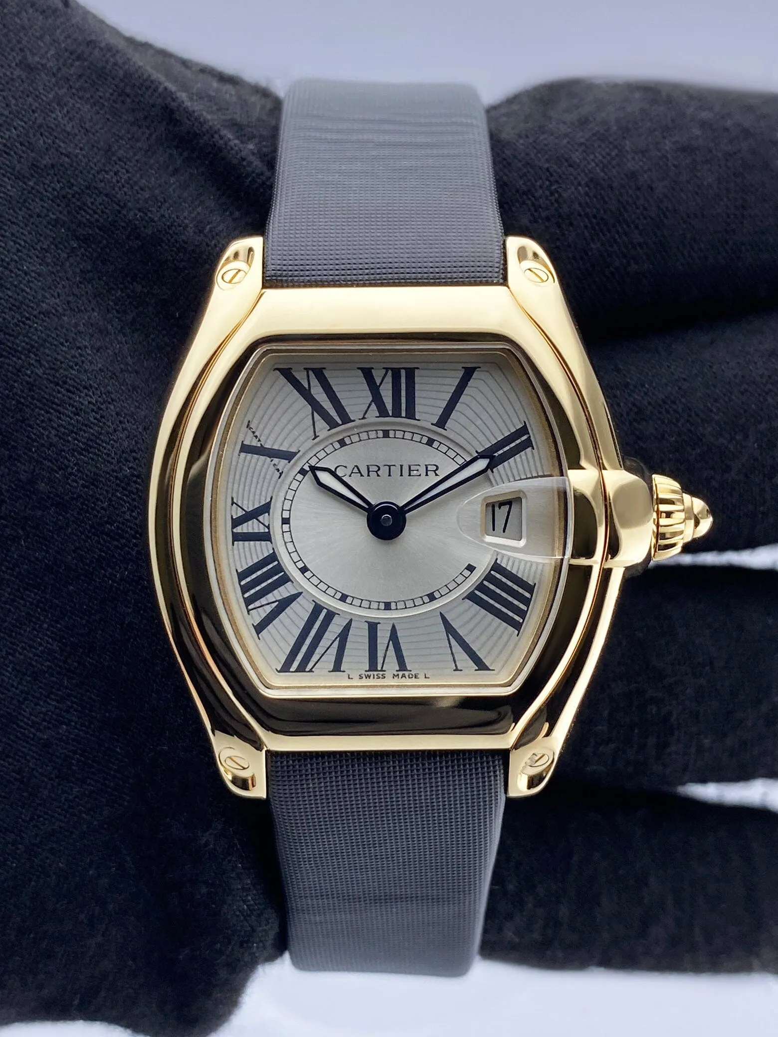 Cartier Roadster W62018Y5 Sliver Dial Yellow Gold Ladies Watch