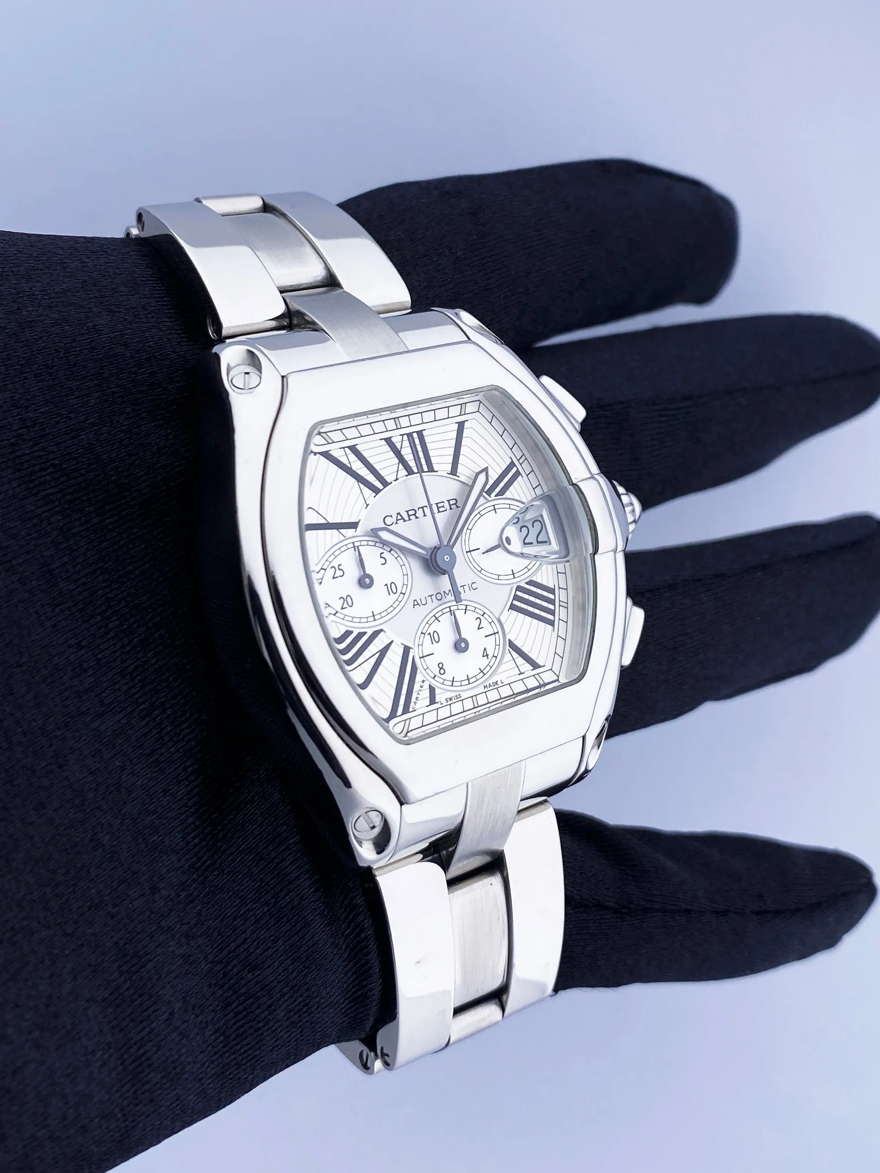 Cartier Roadster XL 2618 Sliver Dial Mens Watch