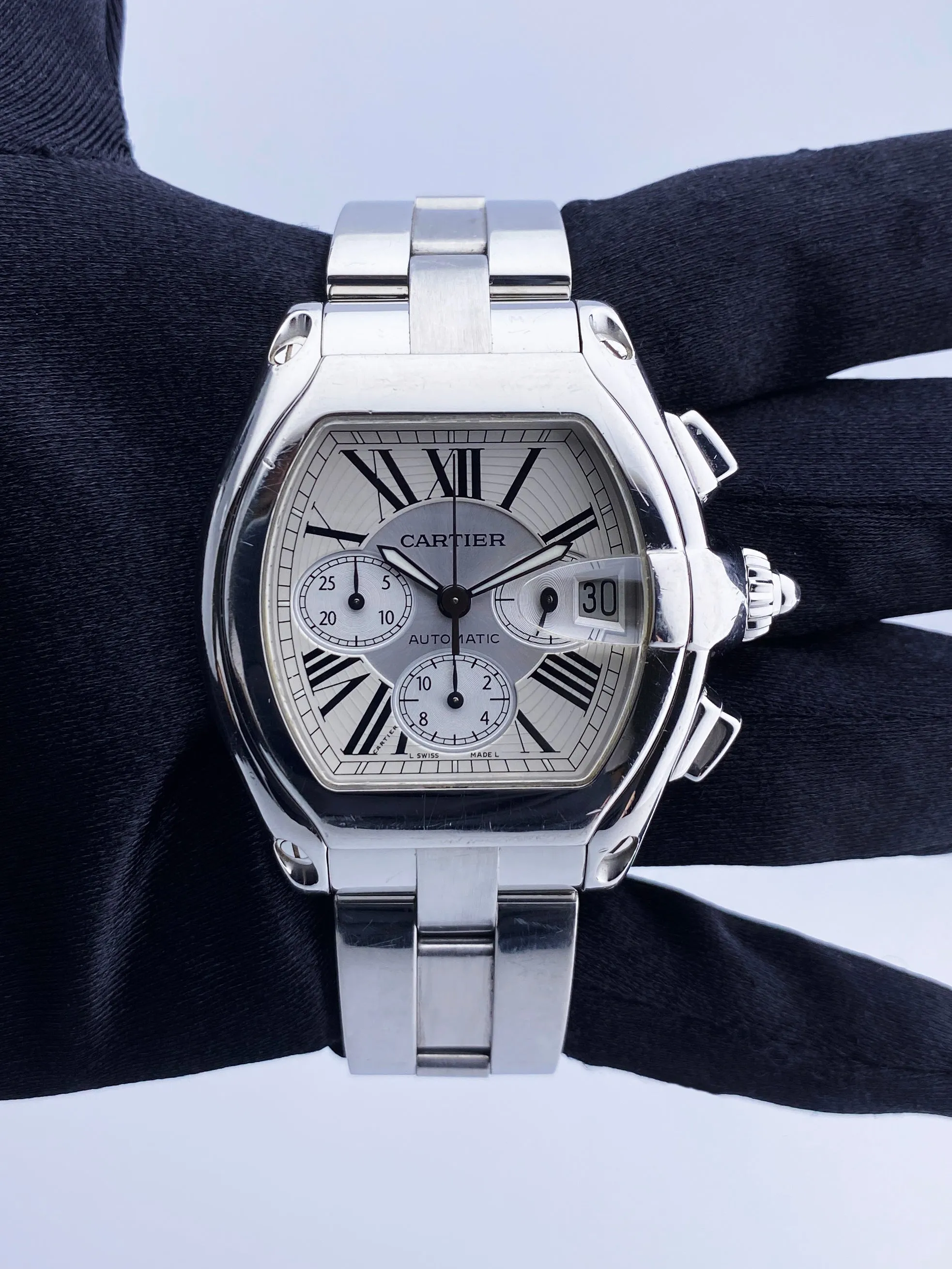 Cartier Roadster XL 2618 Sliver Dial Mens Watch