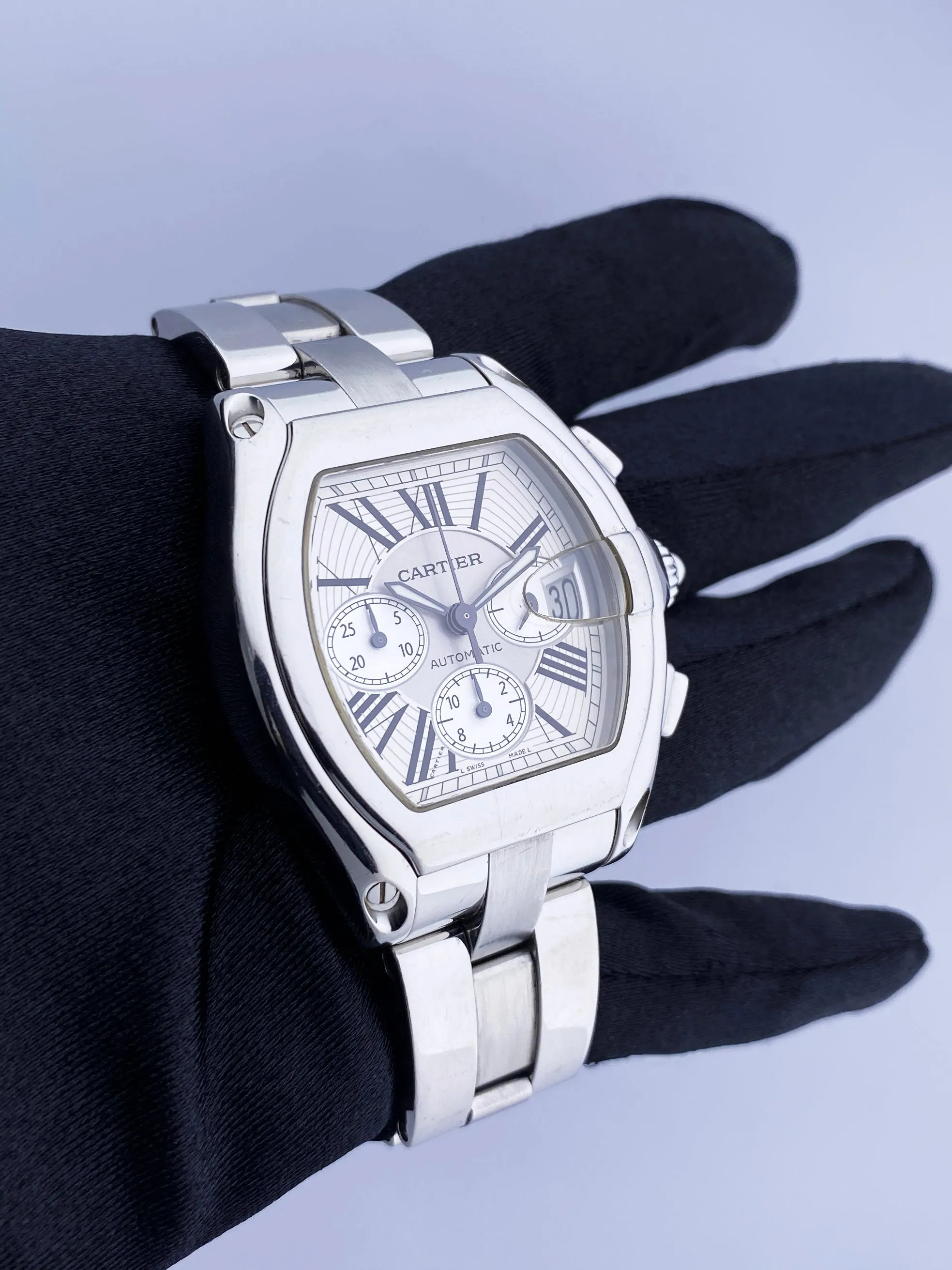 Cartier Roadster XL 2618 Sliver Dial Mens Watch