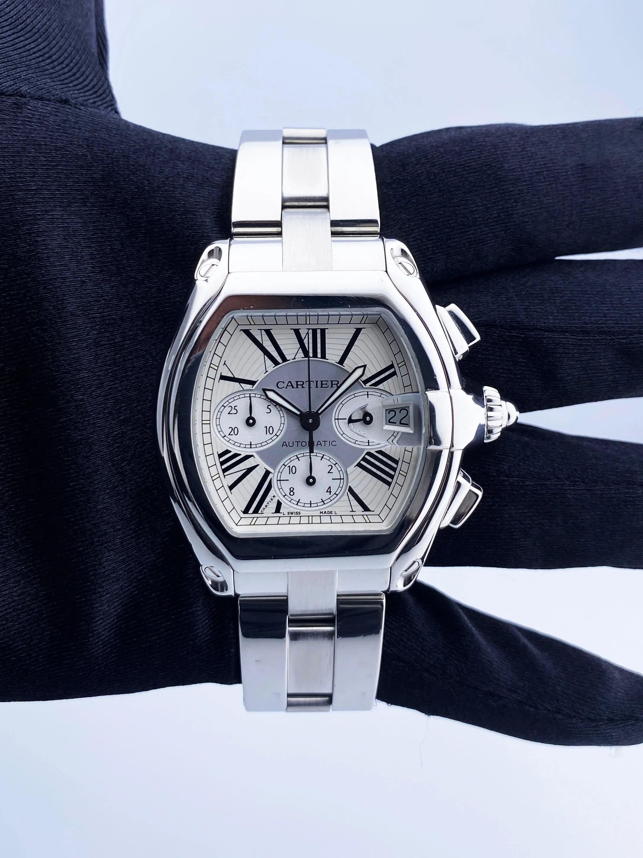 Cartier Roadster XL 2618 Sliver Dial Mens Watch