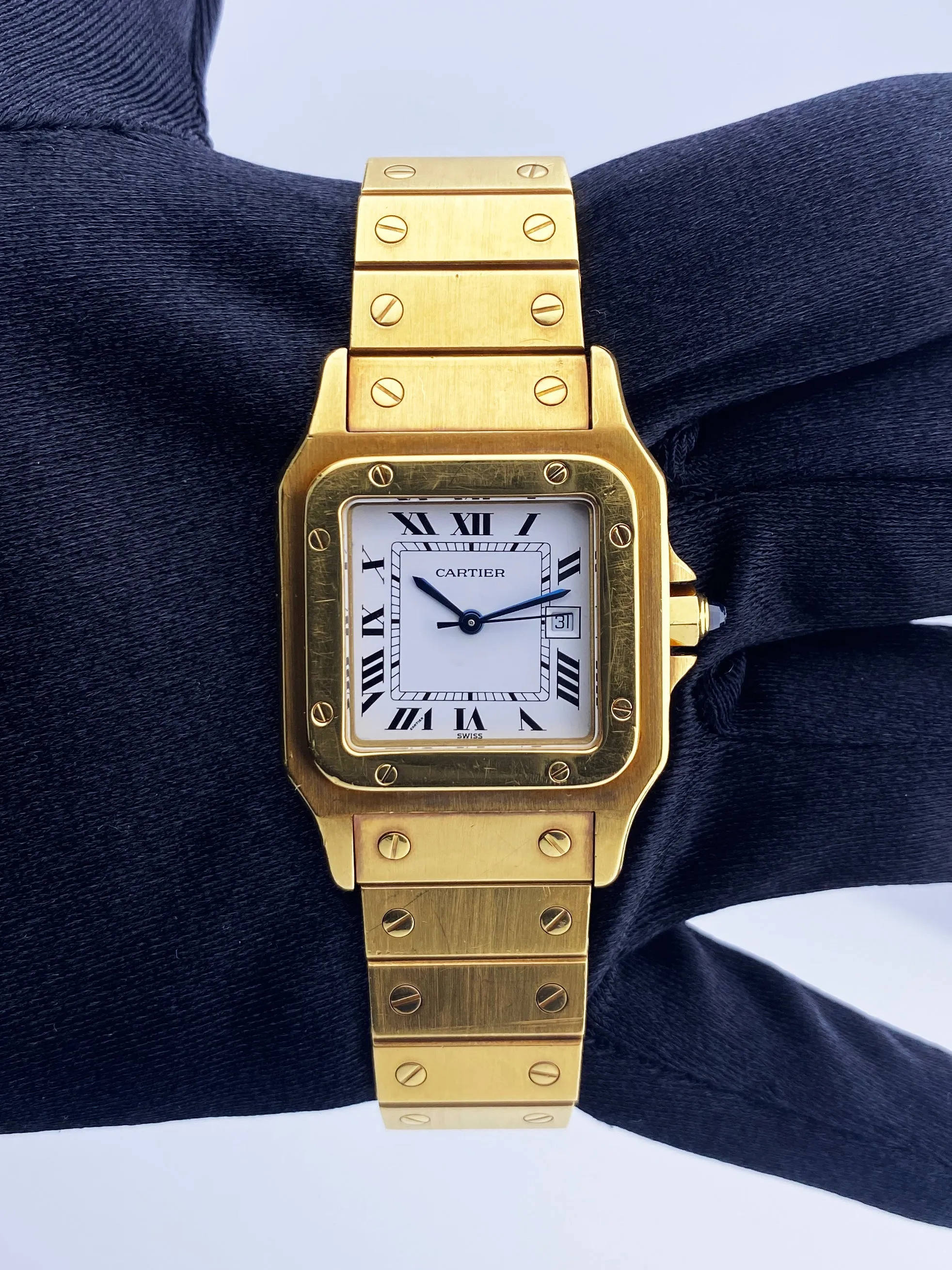Cartier Santos 18K Yellow Gold Mens Watch