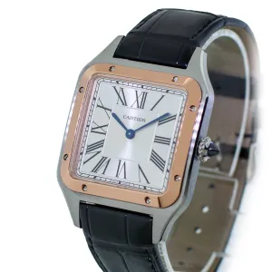 Cartier Santos - Dumont 31.4mm Rose Gold and Steel Silver Dial W2SA0011