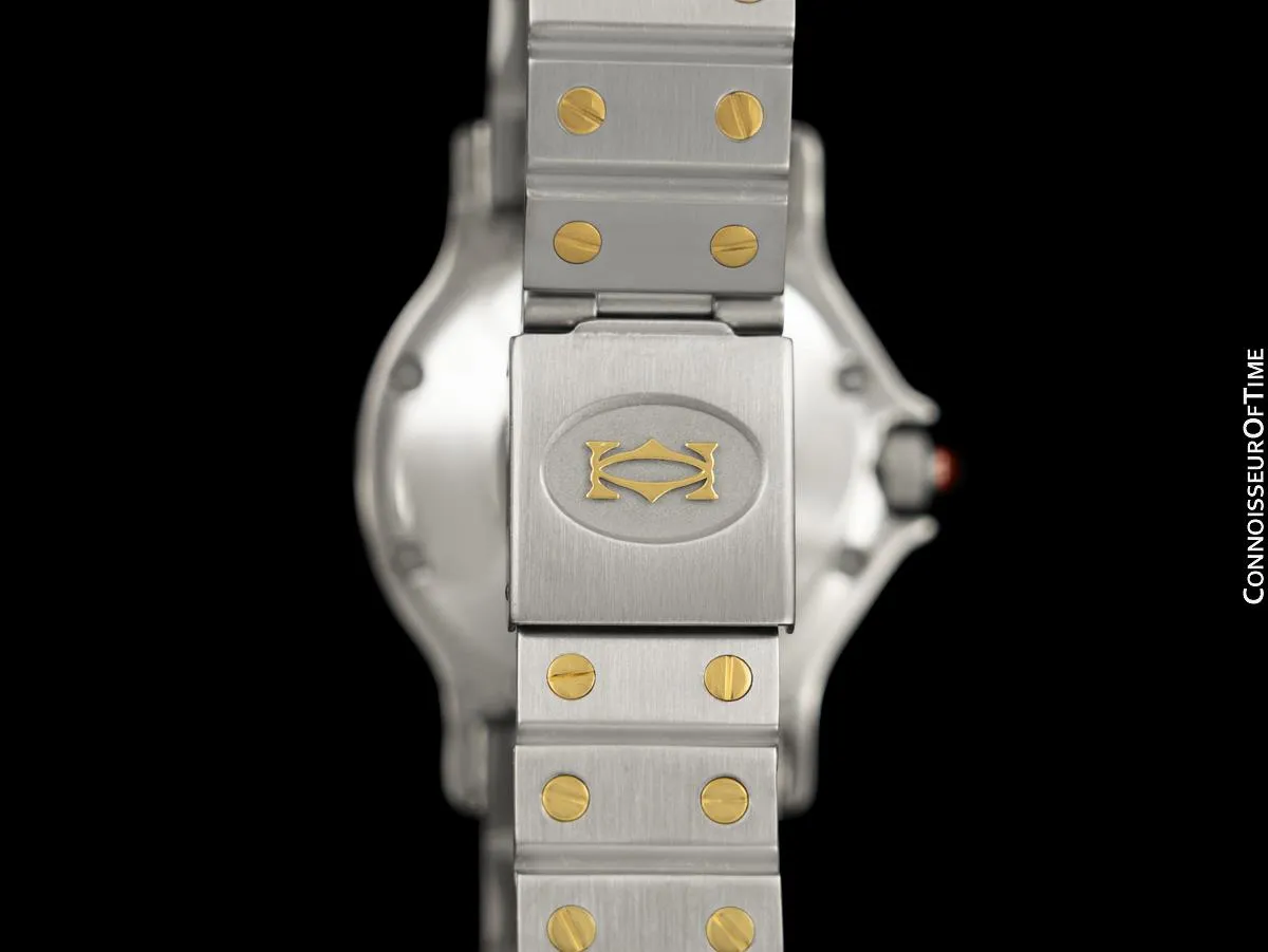 Cartier Santos Octagon Mens Unisex Watch with Ruby Crown - Stainless Steel & 18K Gold