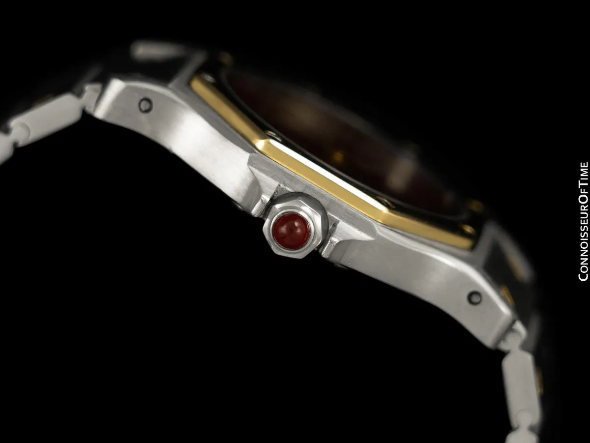 Cartier Santos Octagon Mens Unisex Watch with Ruby Crown - Stainless Steel & 18K Gold