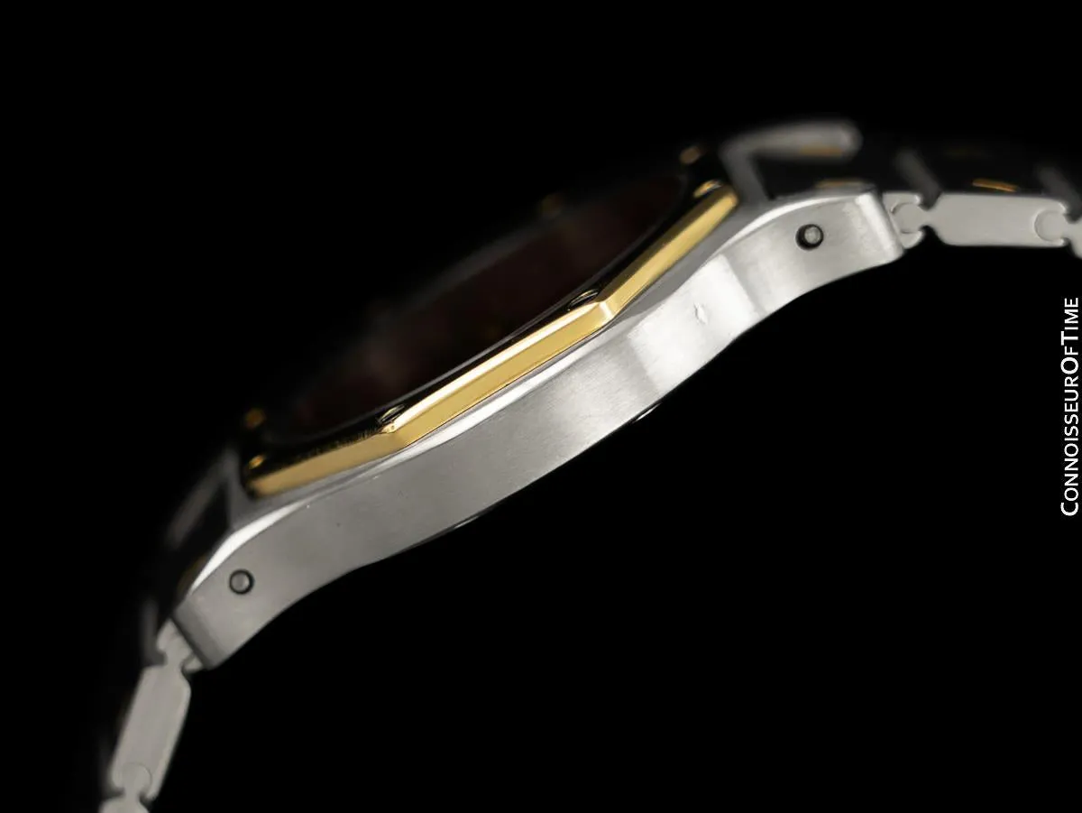 Cartier Santos Octagon Mens Unisex Watch with Ruby Crown - Stainless Steel & 18K Gold