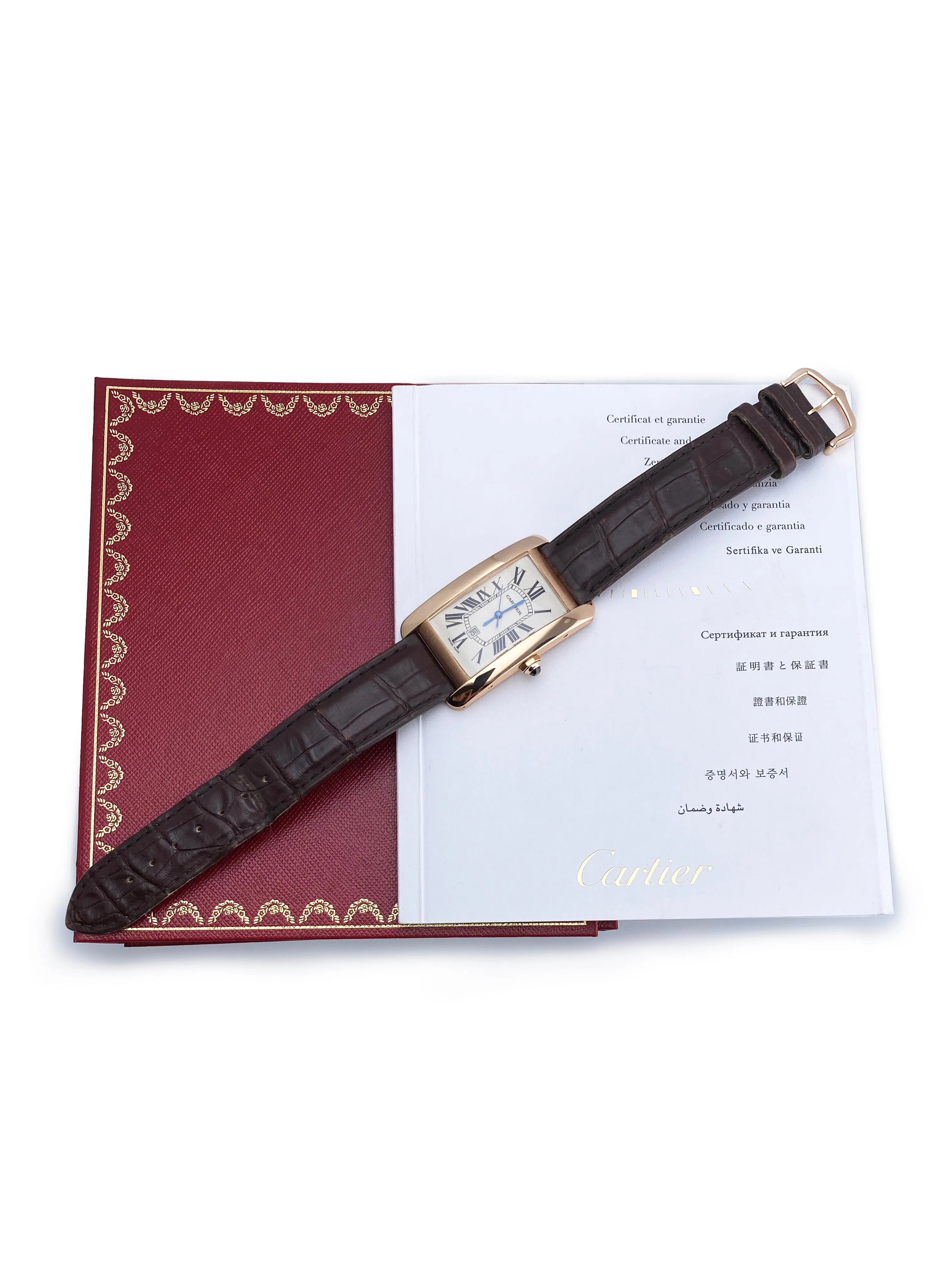Cartier Tank Americaine Large W2609156 18K Rose Gold Watch Box Papers