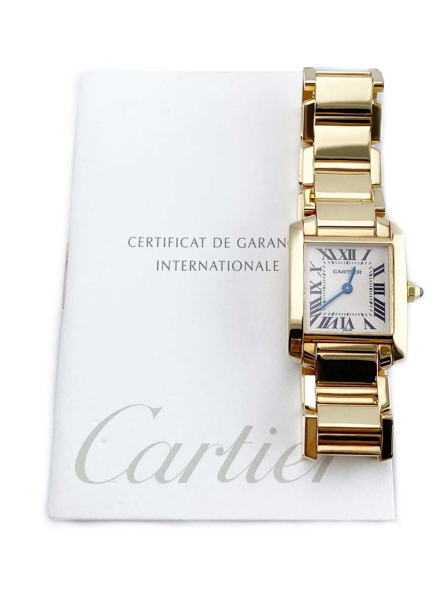 Cartier Tank Francaise W50002N2 Yellow Gold Ladies Watch Box Papers