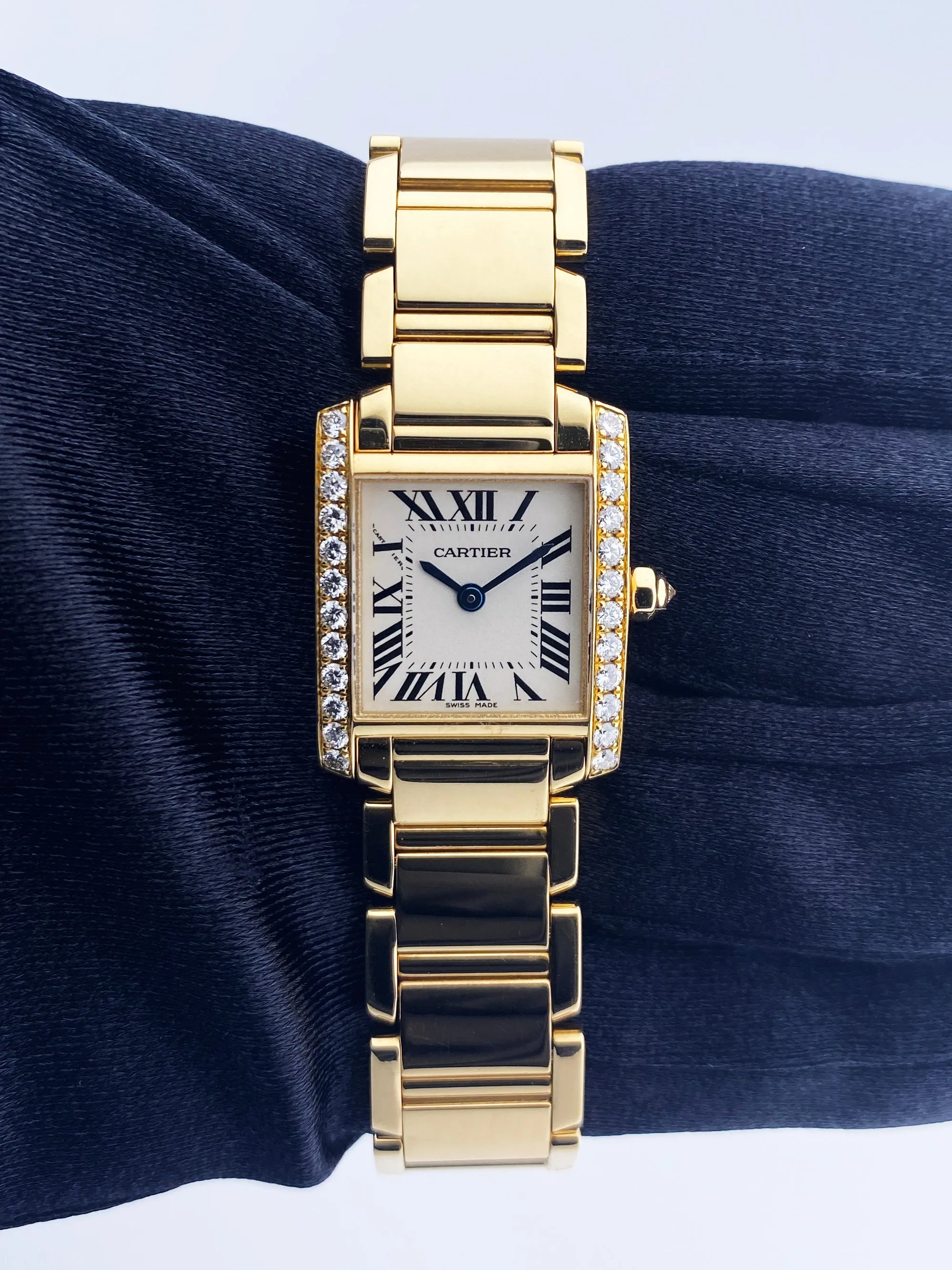 Cartier Tank Francaise WE1001R8 Diamond 18k Yellow Gold Ladies Watch