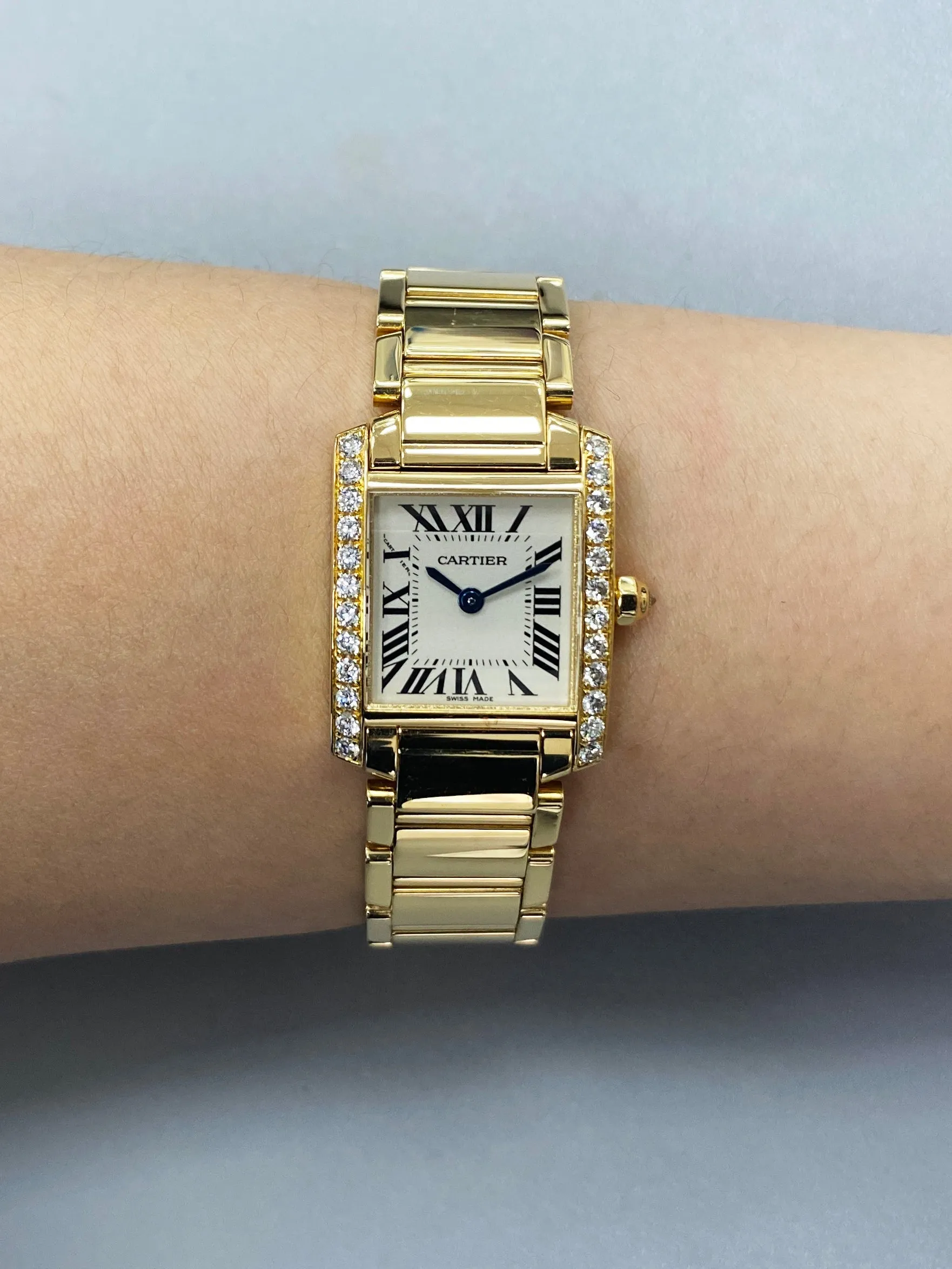 Cartier Tank Francaise WE1001R8 Diamond 18k Yellow Gold Ladies Watch