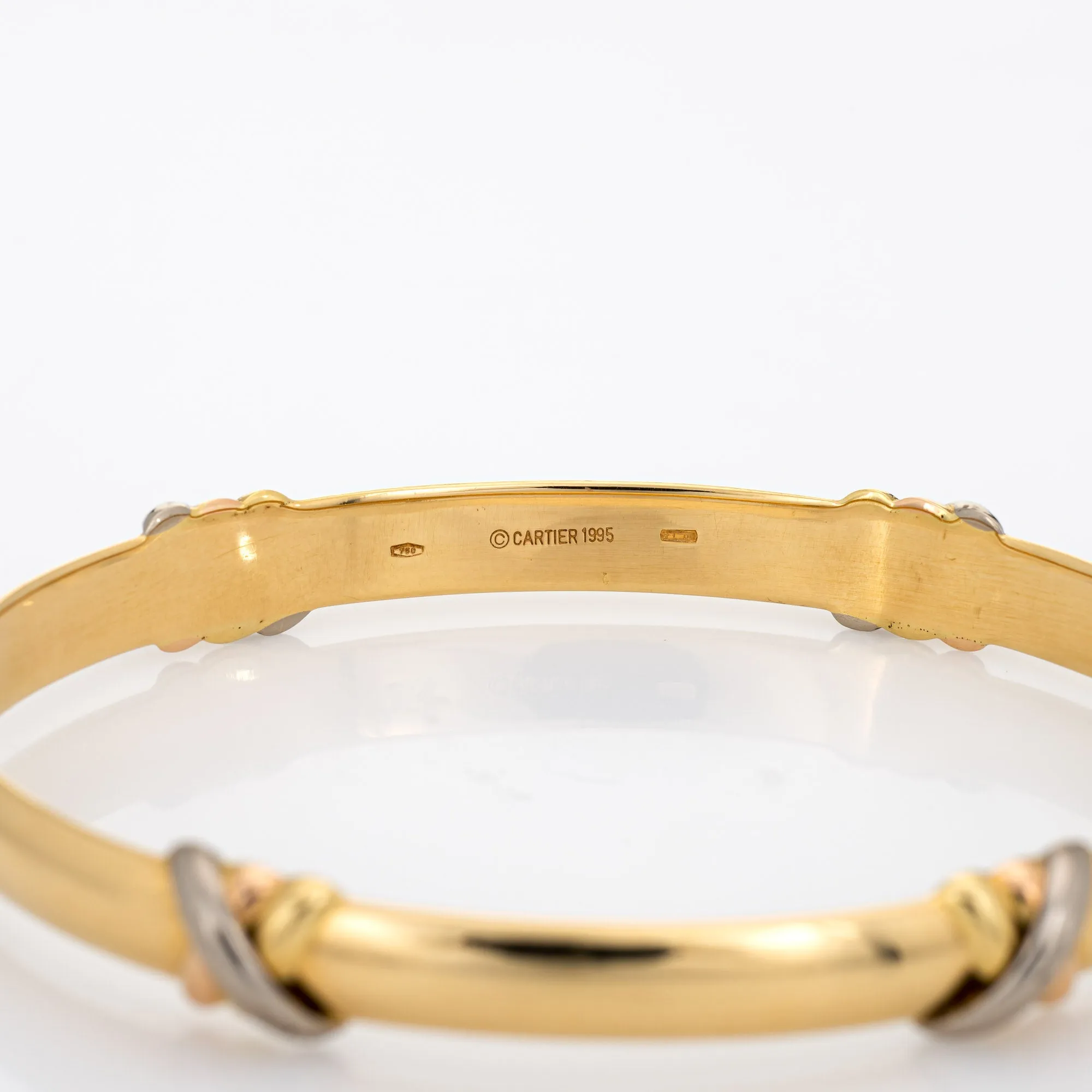 Cartier Trinity Bangle Bracelet Sz 17 Circa 1995 18k Yellow Gold Vintage Jewelry