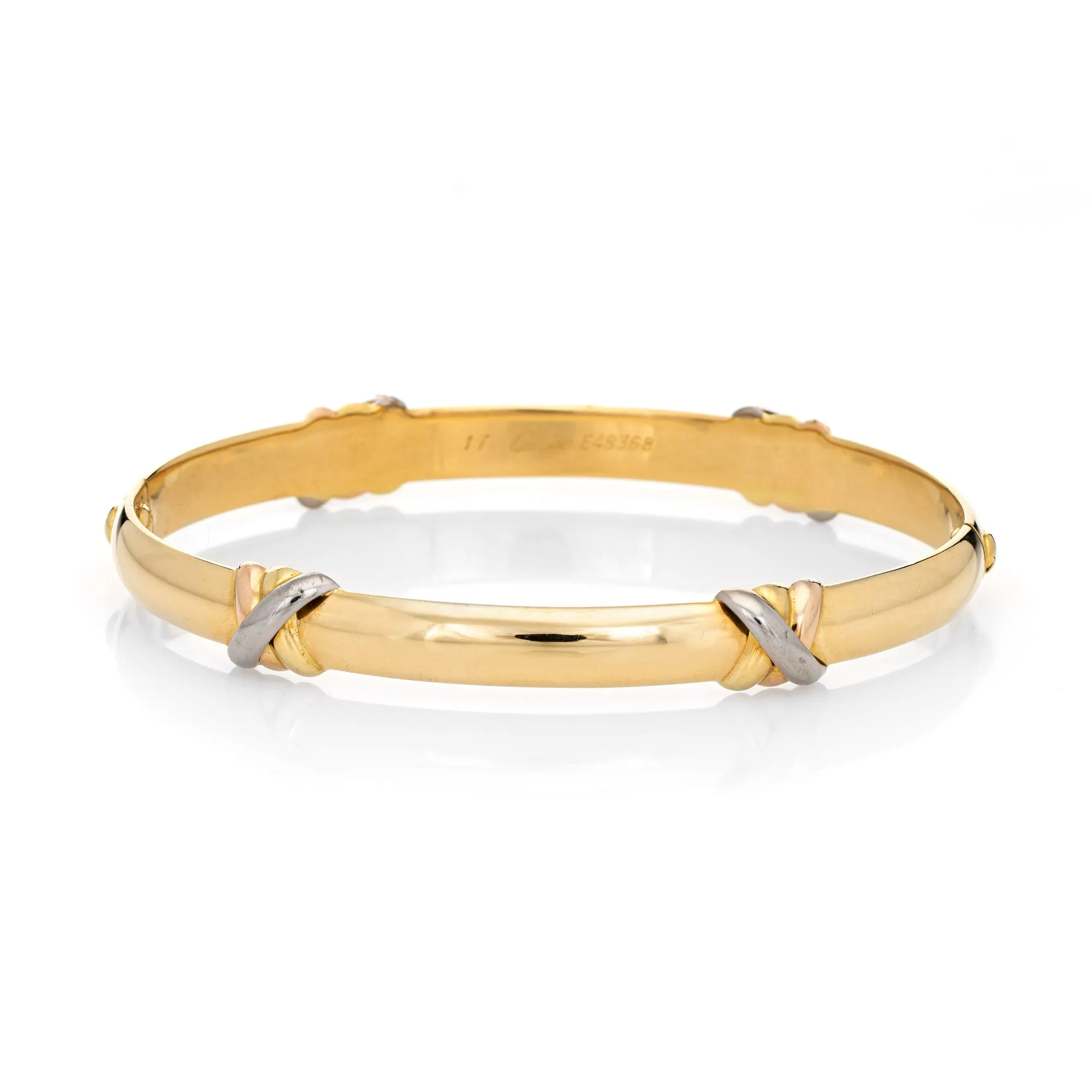 Cartier Trinity Bangle Bracelet Sz 17 Circa 1995 18k Yellow Gold Vintage Jewelry