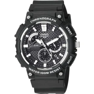 Casio Black Silicone Strap Black Dial Chronograph Quartz Watch for Gents - MCW-200H-1A2VDF