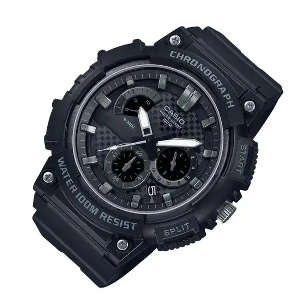 Casio Black Silicone Strap Black Dial Chronograph Quartz Watch for Gents - MCW-200H-1A2VDF