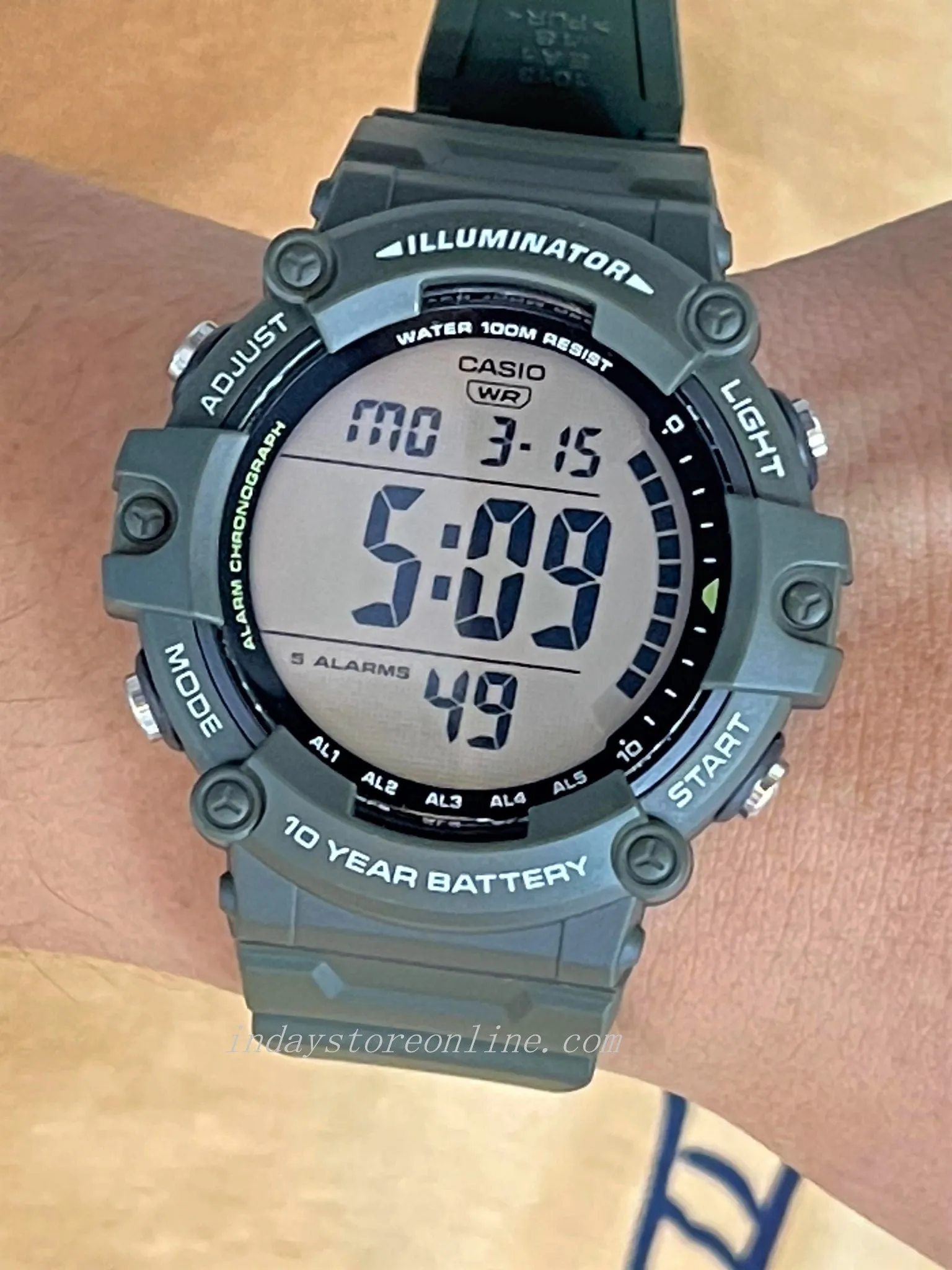 Casio Digital Men's Watch AE-1500WHX-3A Digital Resin Band Resin Glass Battery life: 10 Years