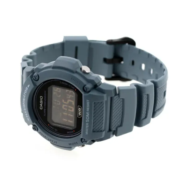 Casio Illuminator Blue Resin Band Black Dial Digital Watch for Gents - W-219HC-2BVDF