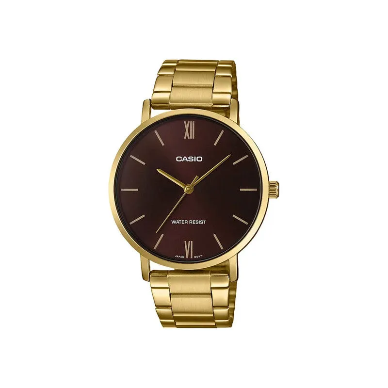 Casio Men Analog Watch MTP-VT01G-5B Gold Stainless Steel Strap