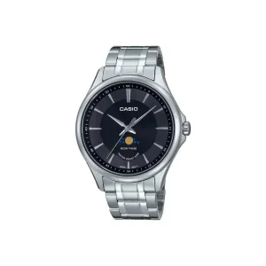 Casio Moon Phase Men's Analog Watch MTP-M100D-1AVDF Silver Stainless Steel Strap