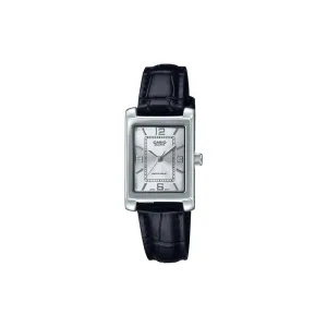 Casio Women Analog Watch LTP-1234LL-7A Black Genuine Leather Strap