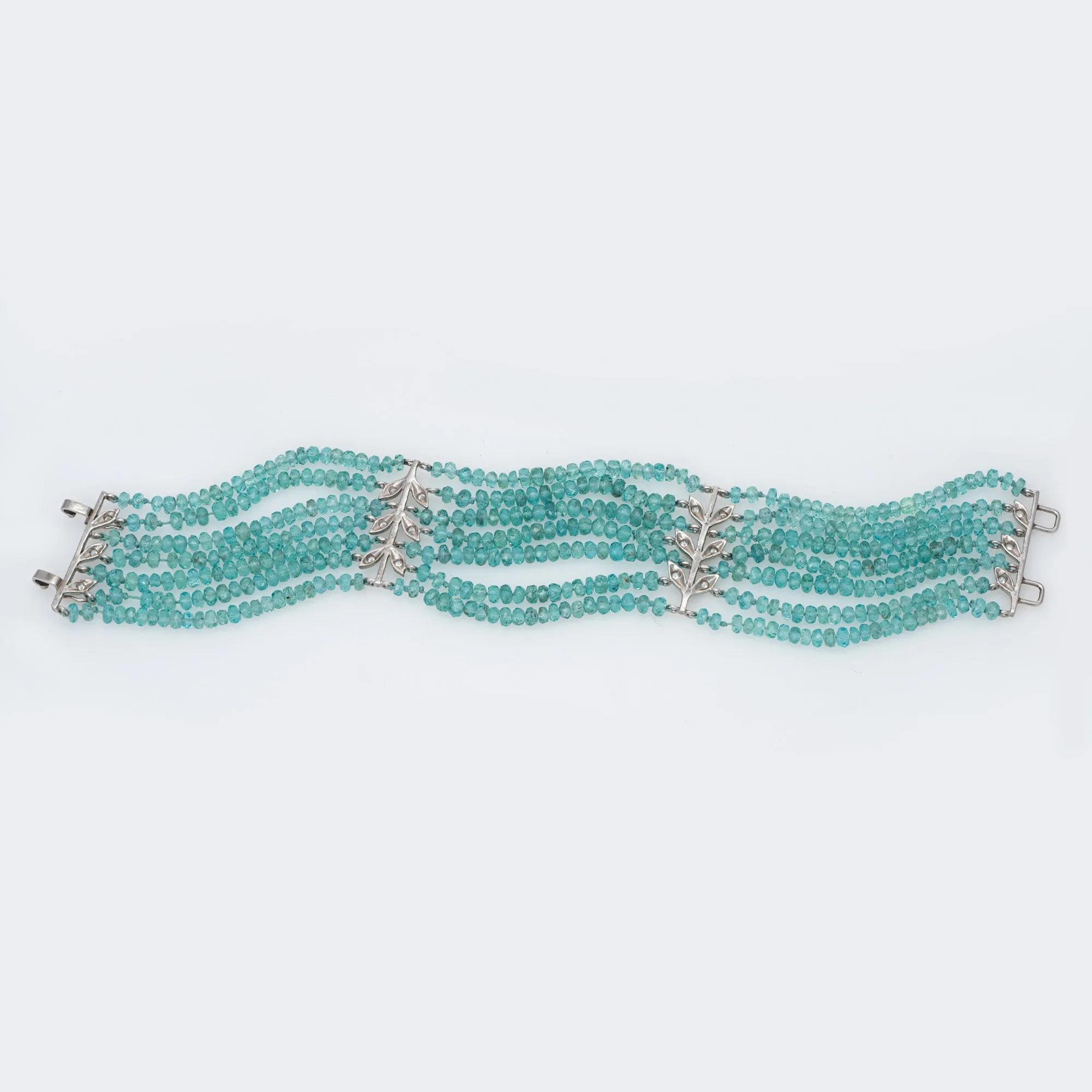 Cathy Waterman Aquamarine Diamond Bracelet 7 Strand Platinum Estate 6.5"