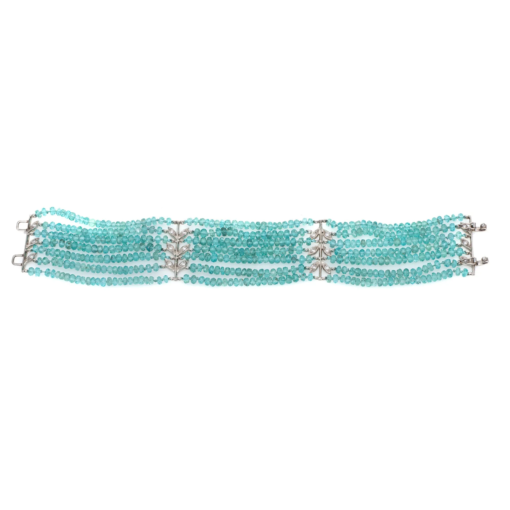 Cathy Waterman Aquamarine Diamond Bracelet 7 Strand Platinum Estate 6.5"