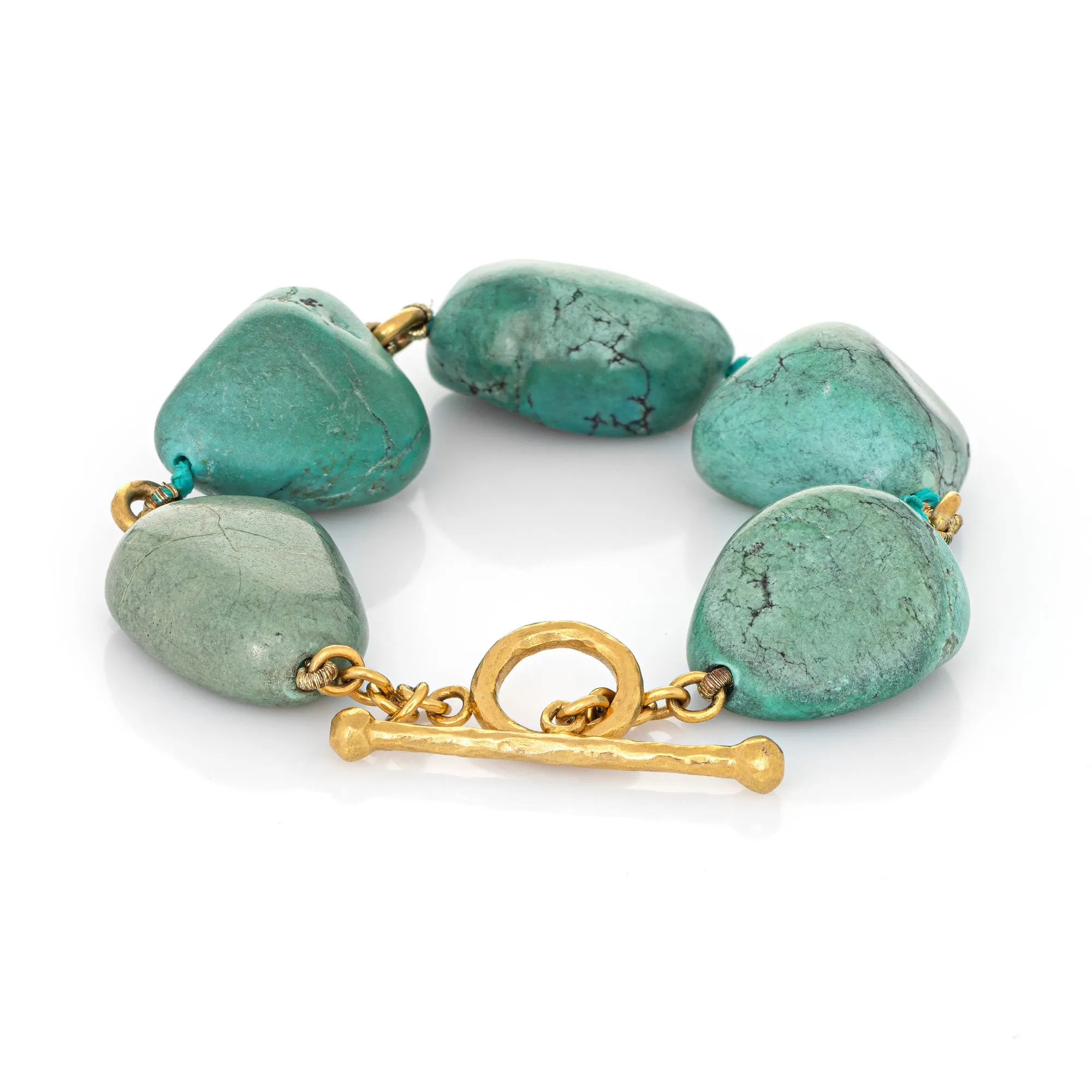 Cathy Waterman Turquoise Bracelet Estate 22k Yellow Gold Fine Designer Jewelry