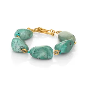 Cathy Waterman Turquoise Bracelet Estate 22k Yellow Gold Fine Designer Jewelry