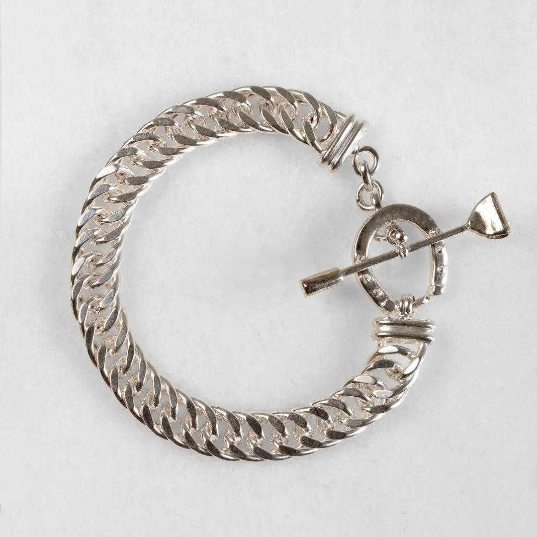 Cavaletti - T Bar Horseshoe Buckle Clasp and Antique Sterling Silver Plated Brass Bracelet