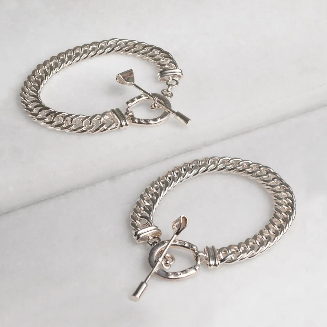 Cavaletti - T Bar Horseshoe Buckle Clasp and Antique Sterling Silver Plated Brass Bracelet