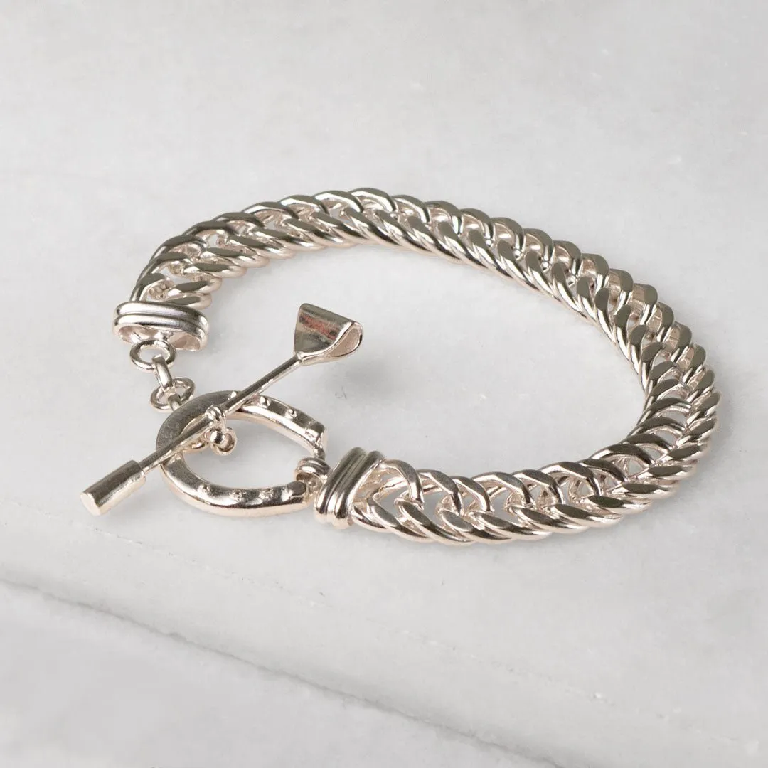 Cavaletti - T Bar Horseshoe Buckle Clasp and Antique Sterling Silver Plated Brass Bracelet