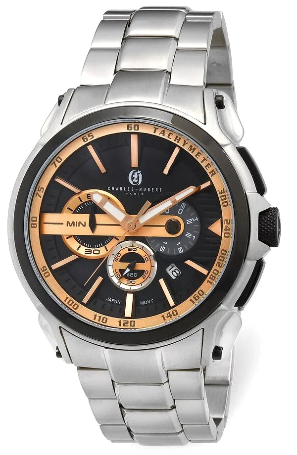 Charles-Hubert Paris Elite Pilot's Tachymeter Chronograph, Steel & Rose Goldtone, XWA6037
