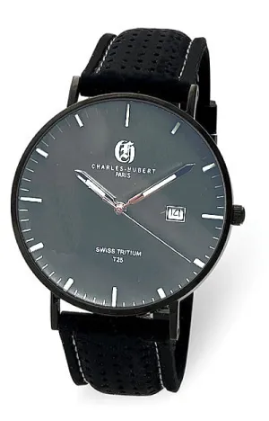 Charles-Hubert Paris Tritium Dress Watch, Dark Gray Dial, Black PVD Steel Case XWA6044