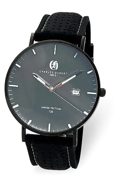 Charles-Hubert Paris Tritium Dress Watch, Dark Gray Dial, Black PVD Steel Case XWA6044