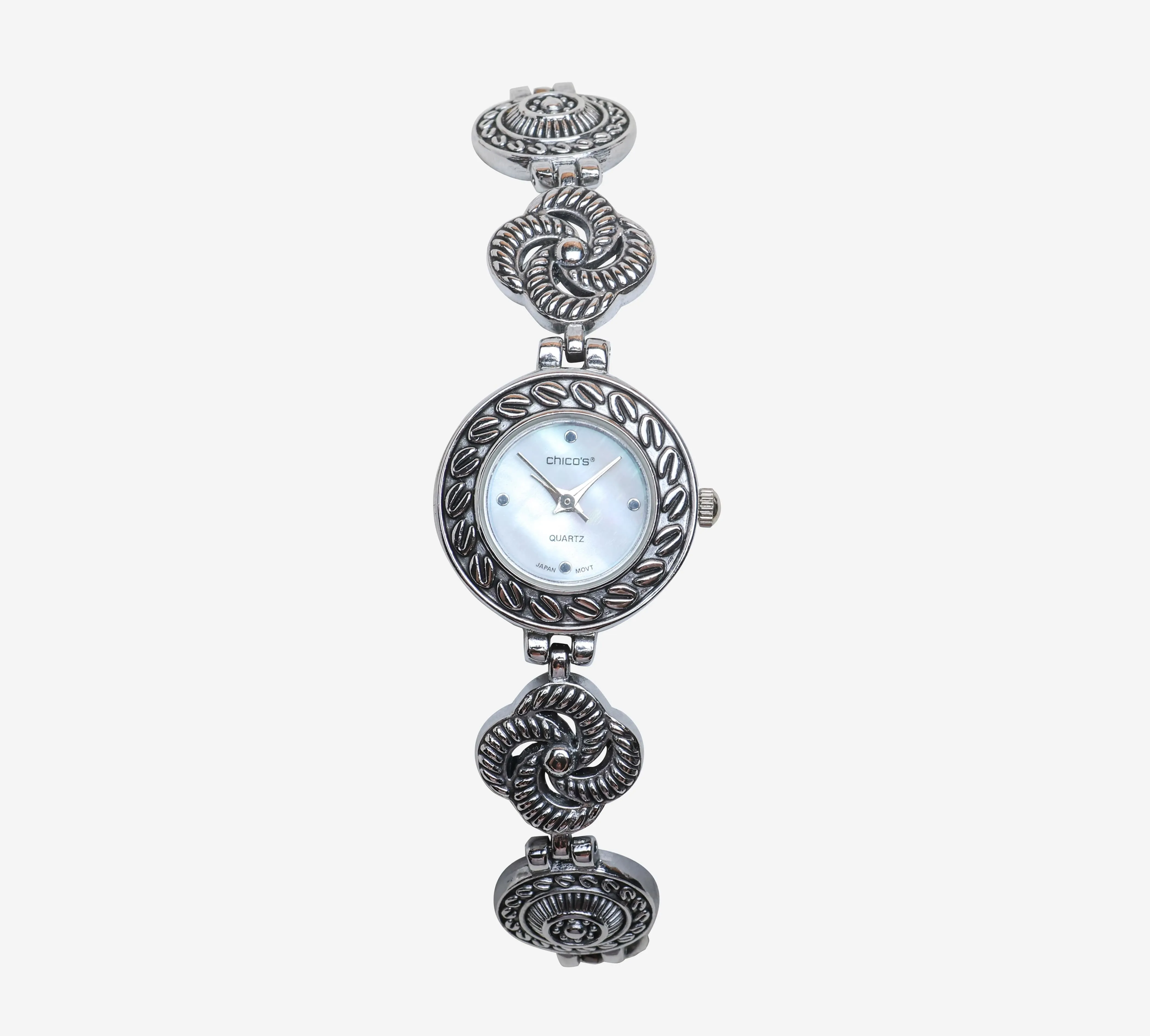Chico's Rewound Silver Metal Bracelet Quartz Analog Watch