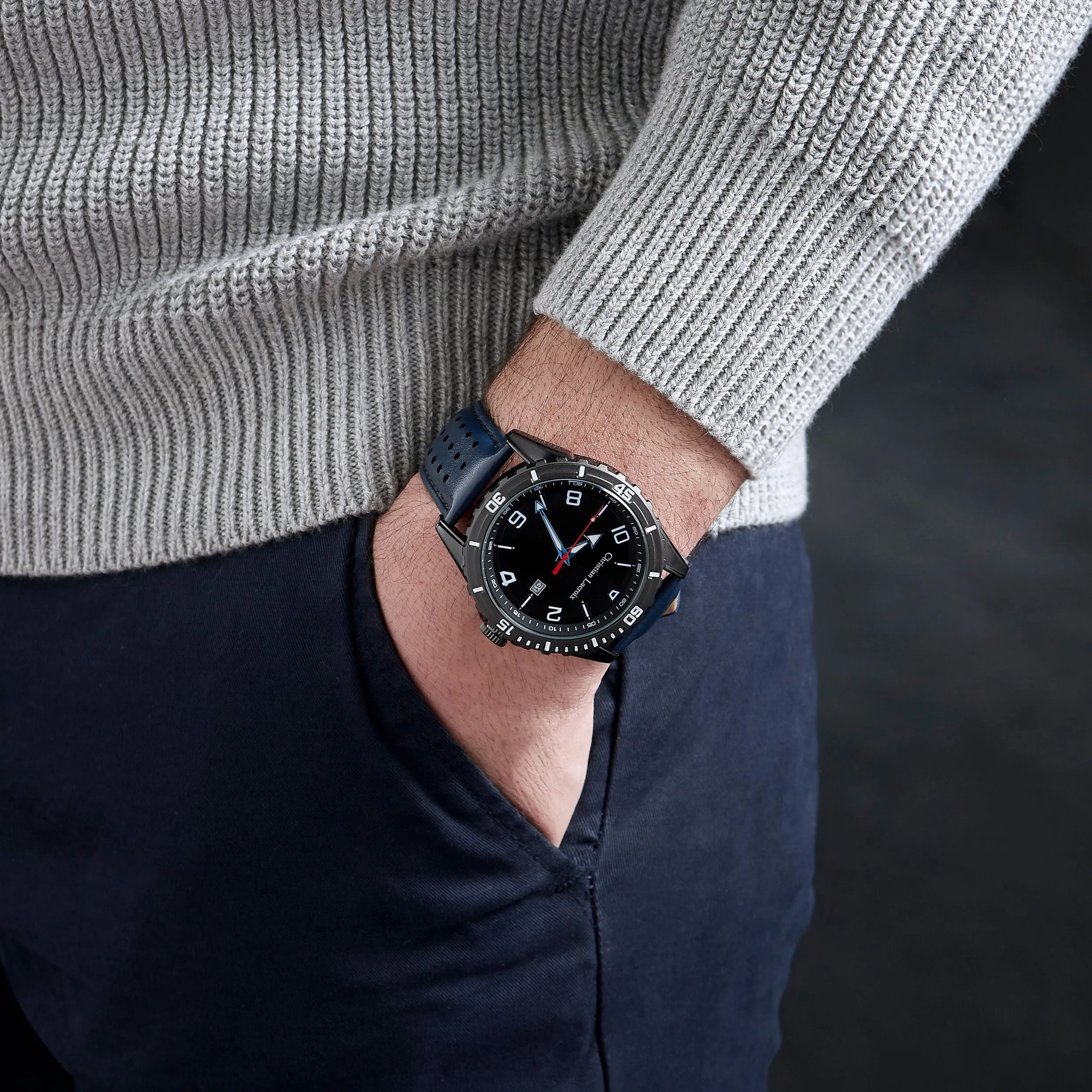 CHRISTIAN LACROIX LMD489N - Date watch Sol Navy & Black