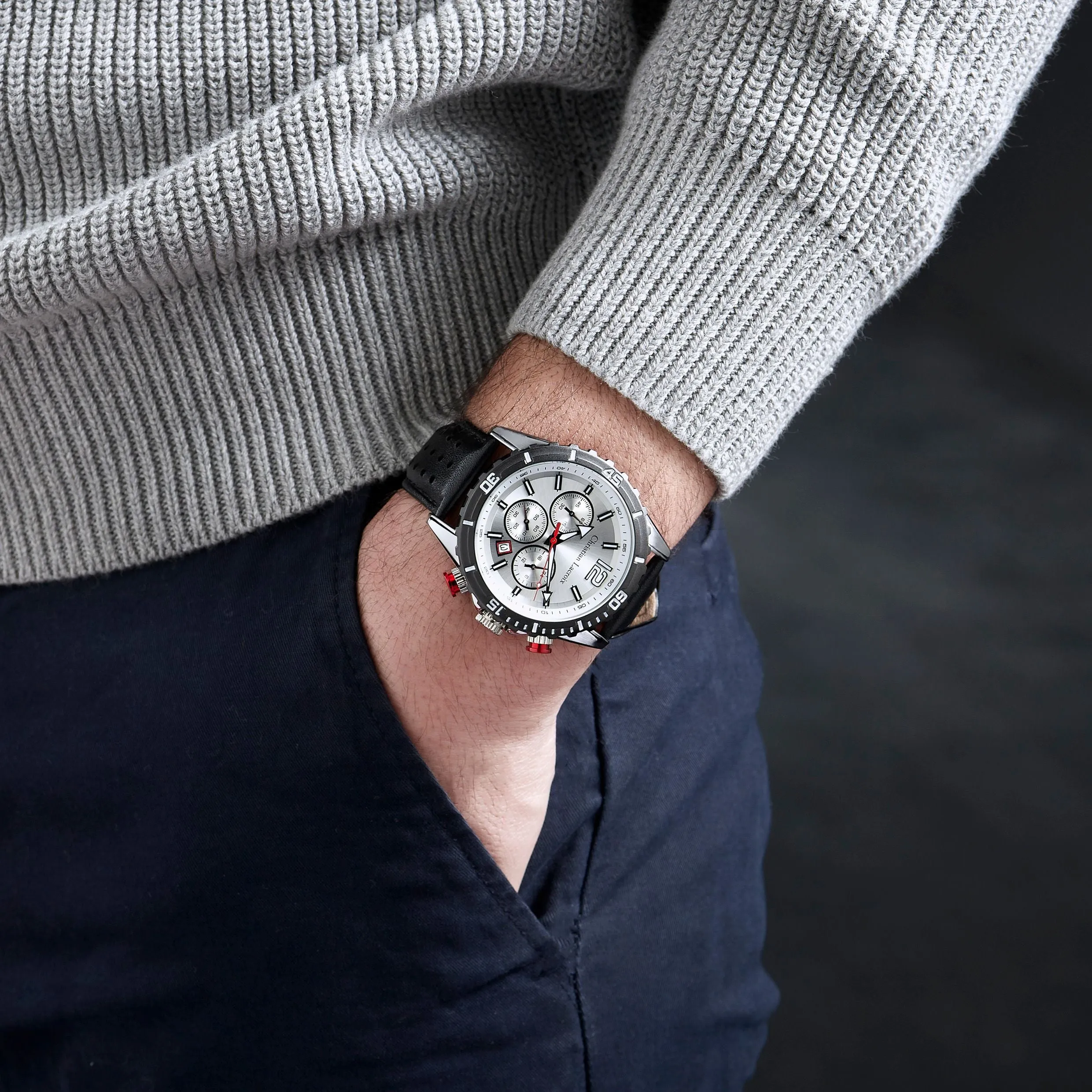 CHRISTIAN LACROIX LMK489A - Chronograph Sol Black & Chrome